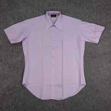 Vintage 60s Sears Shirt Mens 16.5 Large Purple Perma-Prest Dagger Collar Button