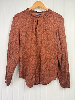 YESSICA Womens Blouse Top Size Medium EUR 40 Ruffle Trim Orange Black