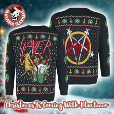 Slayer Hell Awaits Devils Open Gift Album Xmas Style 2025 Ugly Christmas Sweater Slayer Hell Awaits Devils Open Gift Album Xmas Style 2025 Ugly Christmas Sweater
