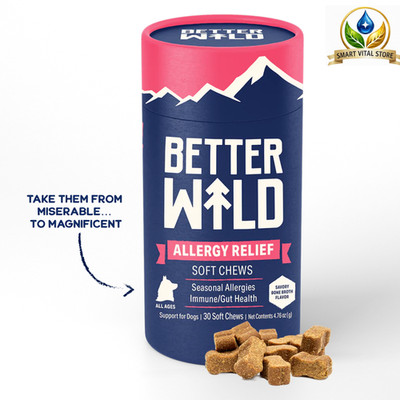 Better Wild Allergy Relief Soft Chews for Dogs   30 Count, Pet Wellness Suppleme