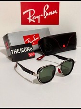 New Ray-Ban Rb3674M F007/71 Ferrari Geometric Black/Red Sunglasses