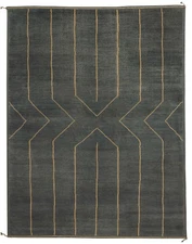 Traditional Dark Green 9'3" x 12'1" Hand-knotted Oriental Carpet Wool Area Rug