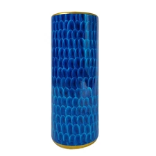 Luxurious Umbrella Stand Porcelain Ceramic 24" Peacock Blue Feather Design Indoo