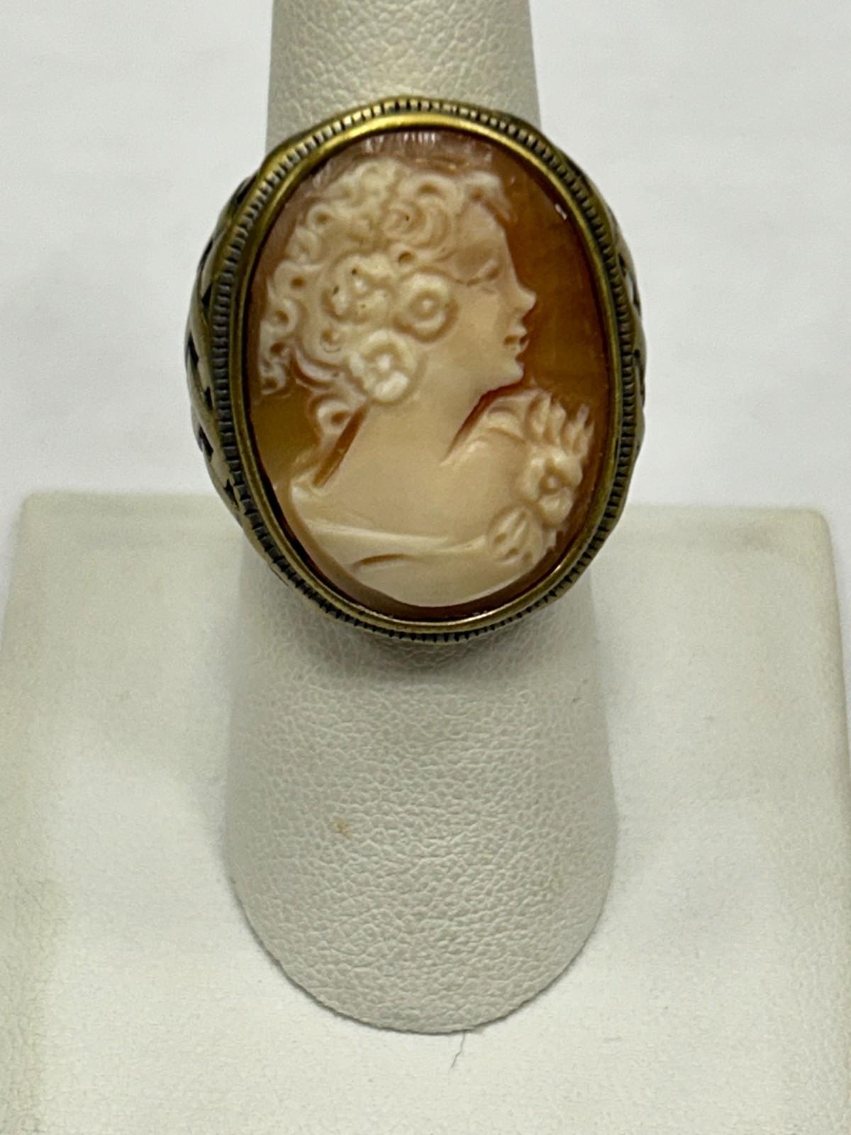 Statement Signed Large Amedeo Cameo Ring Size 7.5 - image 1