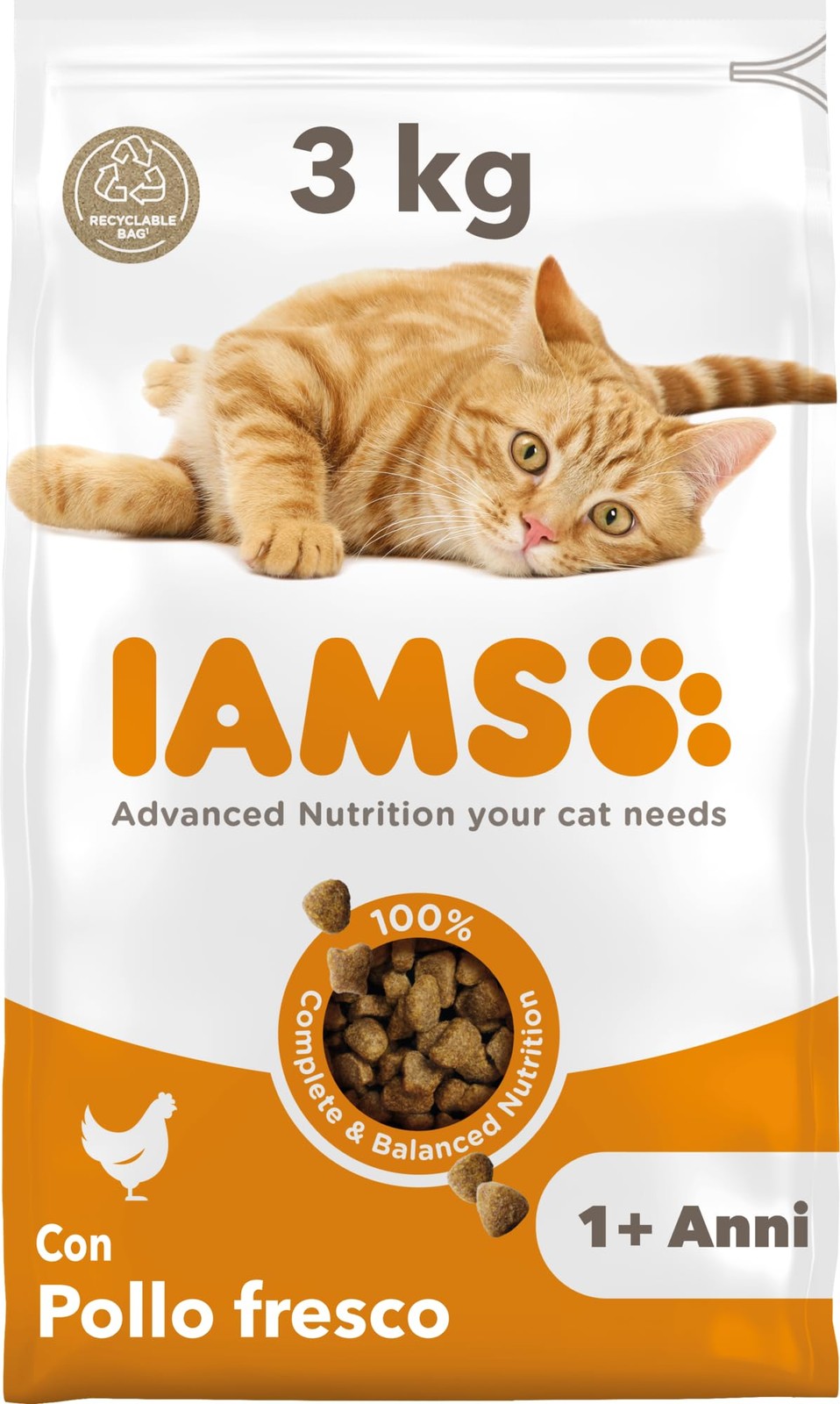 IAMS Advanced Nutrition Adult Gatto Pollo 3kg - Benessere Quotidiano