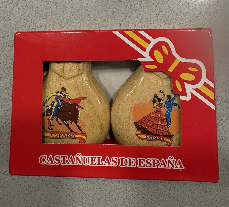 NIB Spanish Flamenco Castanets Wood Red Hand Set