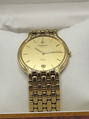 NEAR MINT ] Raymond Weil Fidelio 18K Gold Electroplated Watch Men