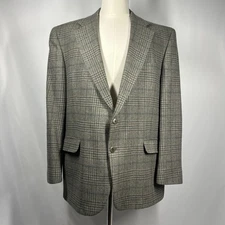 Vintage Botany 500 GreyBlue Beige Tweed Sport Coat Size 44 Wool Union USA Blazer