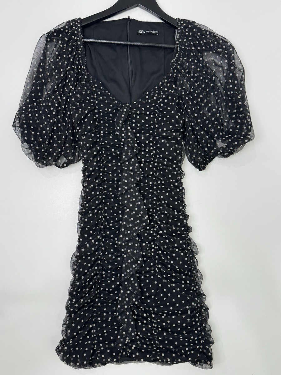 zara pleated dotted mesh dress Zara Kids Girl Voluminous Dotted Mesh Dress Ecru 1105/313