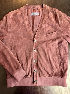 THOM SWEENEY Burgundy Suede Collarless Jacket Sz M (S too)