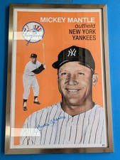 Mickey Mantle Signed 38x26 Poster Framed - Bold Blue Auto - JSA Certification