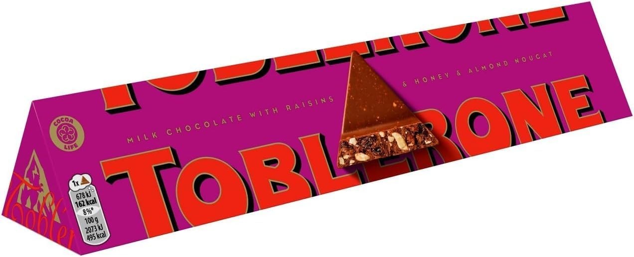 Toblerone Milk Chocolate, Honey and Almond Nougat with Fruit & Nut Chocolate, L