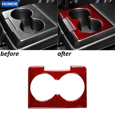 Red Carbon Fiber Rear Water Cup Holder Panel Cover Trim For Ford EcoSport 18-25