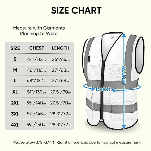 Reflective Safety Vest High Visibility Class II Mesh Vest for Large 1 White - Picture 2 of 7