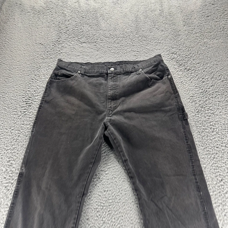 Pantalones de mezclilla Dickies para hombre 38x30 gris lavado oscuro algodón elástico calce carpintero ropa de trabajo Foto 2 de 4
