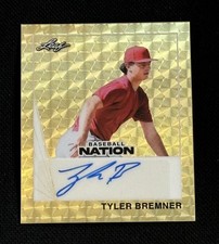 Tyler Bremner Auto 1/1 Super Prismatic Gold Vinyl 1990 Mini - 2026 Leaf Nation