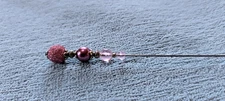 Pretty in Pink Beads on Silver finish Scarf or Hat Pin Hatpin w/ clutch, 6"