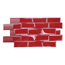 10Pcs 9.4"x4.7" Peel and Stick Backsplash Tiles Mable Tile Stickers Red