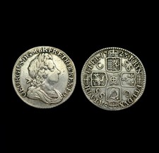 1723 George I - Silver Shilling. South Sea Company (SSC) Cleaned