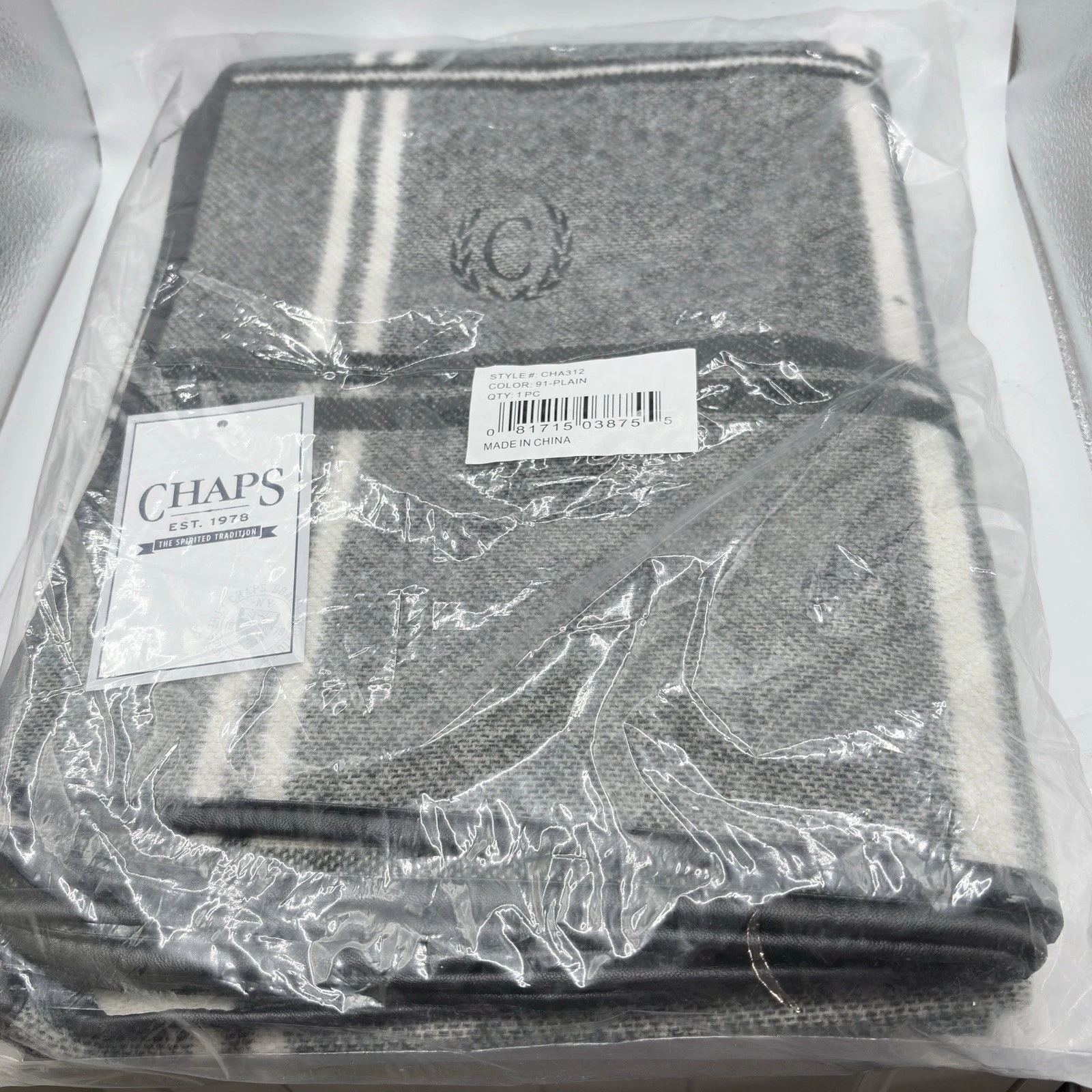 Chaps Women's Fashion Cover Up Ruana Layering Piece Wrap Plaid Gray One Size Fit