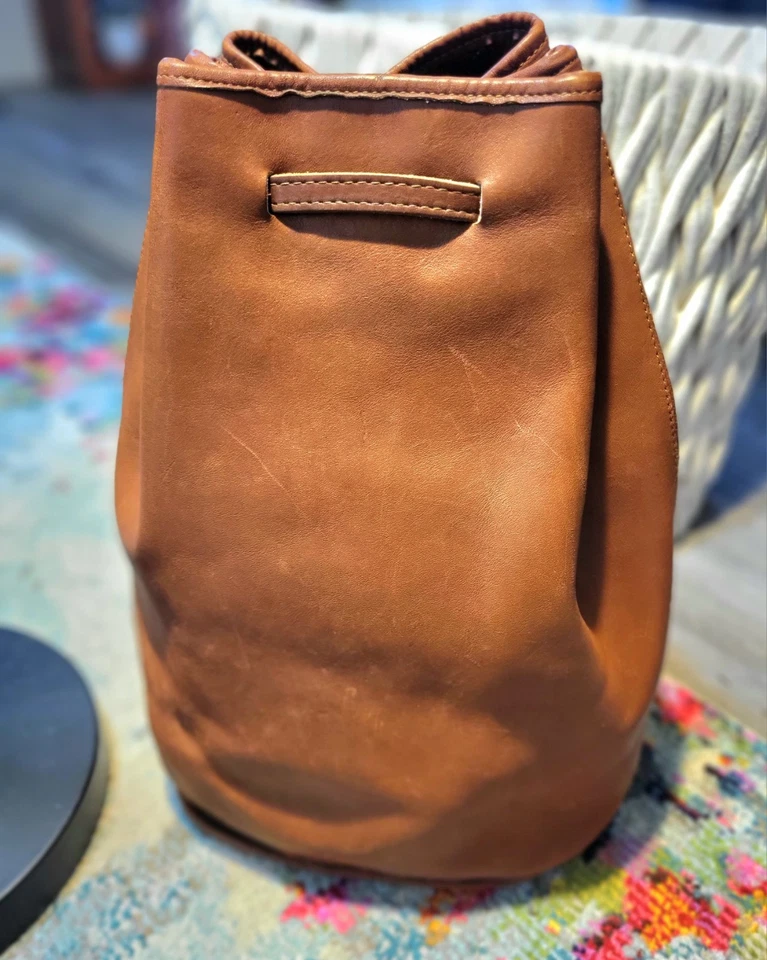 De colección COACH The Sling Bixby Cordón Cubo Cuero Cubo Hobo Bronceado Británico Foto 3 de 4