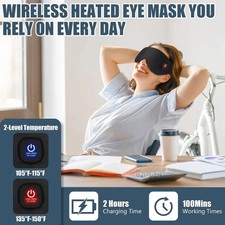 Heated Eye Mask, Cordless Dry Eye Washable Warm Eye Compress Mask with Flaxs