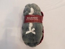 Brookstone Cozy Slipper Socks with Grippers 2 Pack Ladies Shoe Size 7-9 1/2 Grey
