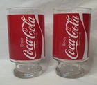 2 Vintage 80s Coca-Cola 32oz XL Pedestal Glasses–Classic Coke Soda Fount. Style