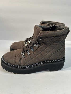 New Vince Camuto Women's Maissa Quilted Suede Lace-Up Boots Variety Sizes Brown