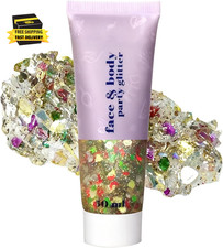Red Green and White Body Glitter Gel, Christmas Face Hair Glitter for Kids  Wom