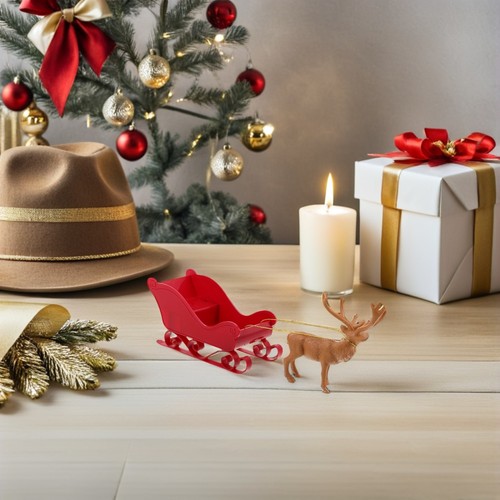  1 Set Weihnachten Rentier Schlitten Figur - Weihnachtsschlitten Deko Kunststoff - Bild 12 von 12