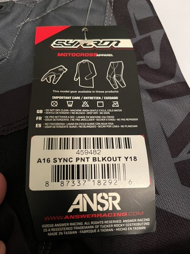 ANSWER RACE GEAR Motocross Riding Pant SIZE 18 YOUTH (30) - Picture 4 of 6