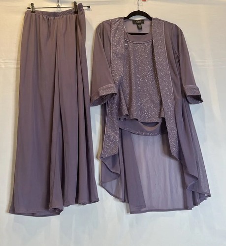 3 PC Pant Set Sz 8 Party Mother of Bride Wedding suit Chiffon Mauve Glitter NWT - Picture 7 of 19