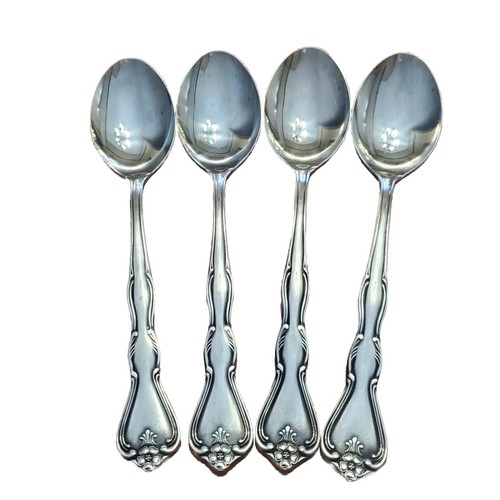 Noritake SYLVIA Oval Soup Spoons Set of 4 Stainless Flatware Japan - Picture 2 of 7