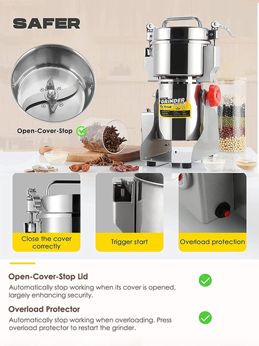 CGOLDENWALL Electric Grain Grinder 800g | 2400W | Commercial Superfine Grinder - Picture 4 of 11
