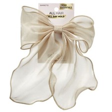 Scunci All Hair All Day Hold Trend Essentials Sheer Bow Barrette Clip, Champagne