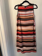 NWT Vince Camuto XS Multi Striped Hi Low Sleeveless Midi Length Shift Dress