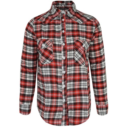 LADIES WOMENS CHECK SHIRT LUMBERJACK LONG SLEEVE FLANNEL BUTTON DOWN BLOUSE TOP - Picture 6 of 33