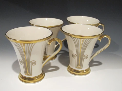 (4) Lenox Eternal Deco Accent Mugs 4 1/2"