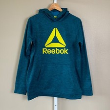 EUC Boys Reebok Turqouise Blue Fleece Pullover Hoodie Sweatshirt, XL