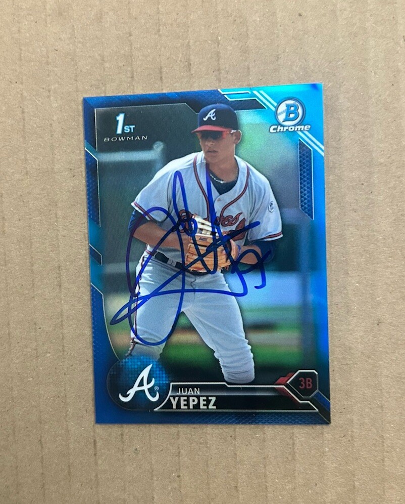 2016 Bowman Juan Yepez Chrome Prospect Auto Blue Refractor #/150 Signed Auto RC