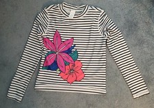 Gymboree Girls Swim Long Sleeve Top Rash Guard L 10-12 Striped Floral