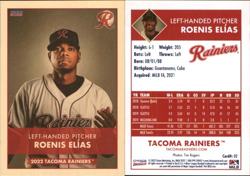 Roenis Elias 2022 Choice Tacoma Rainiers #02 RC Card *AutographDen* FREE SHIP