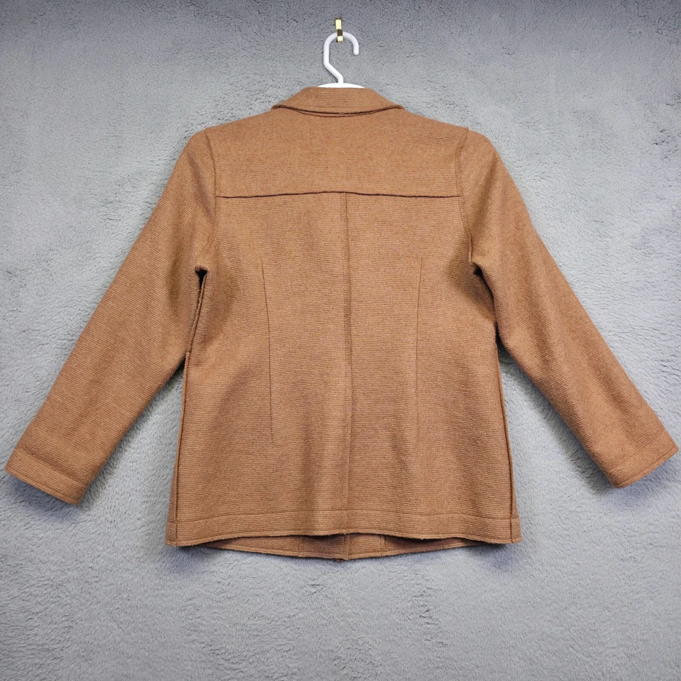 Chicos Boiled Wool Jacket Womens M/8 Brown Structured Minimalist Preppy Academia - Image 3 of 4