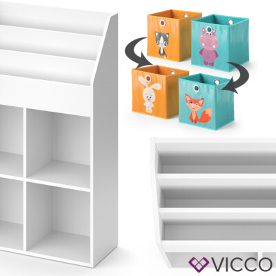 Bibliothèque Enfant Pliable Luigi Vicco - 5 étagères, Blanc, Dimensions 72x30.9x79 Cm