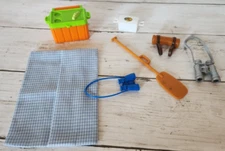 Barbie Camping Outdoor Accessories Cooler Blanket Oar Binoculars Lot Doll Size