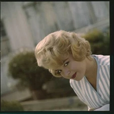 Sandra Dee original 2.25 x 2.25 photo transparency in striped shirt 1960's