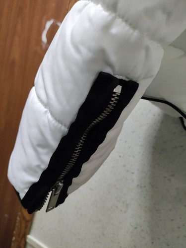 Mark Alan New York Puffer Jacket donna XL bianco pelliccia sintetica orlo foderato - Foto 16 di 16