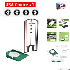 Practice Putting Trainer with Compact Mirror & Hole Cup - Golf Skill Enhancement