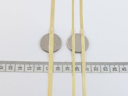  Herringbone Chain Necklace 10k Solid Yellow Gold 16" , 18" , 20" , 3 , 4 , 5 mm - Foto 10 di 11